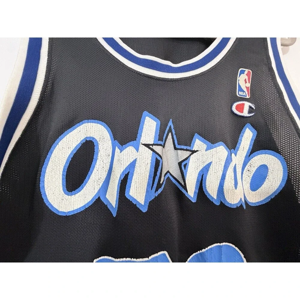 Vintage 90s Champion Shaquille O'Neal Orlando Magic Jersey Black Size 48 XL USA